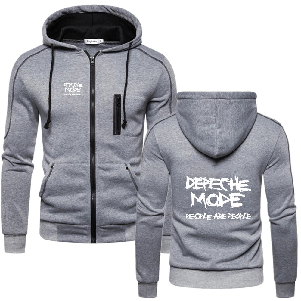Depeche Mode 2025 Spring Autumn Men's New Fashion Solid Color Cotton Zipper Hoodie Fitness Fleece Sweatshirts Jackets