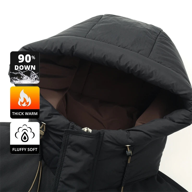 High End 90% White Duck Down Thick Winter New Brand Hooded Casual Fashion Luxury Mens Down Jackets Windbreaker Puffer Coats