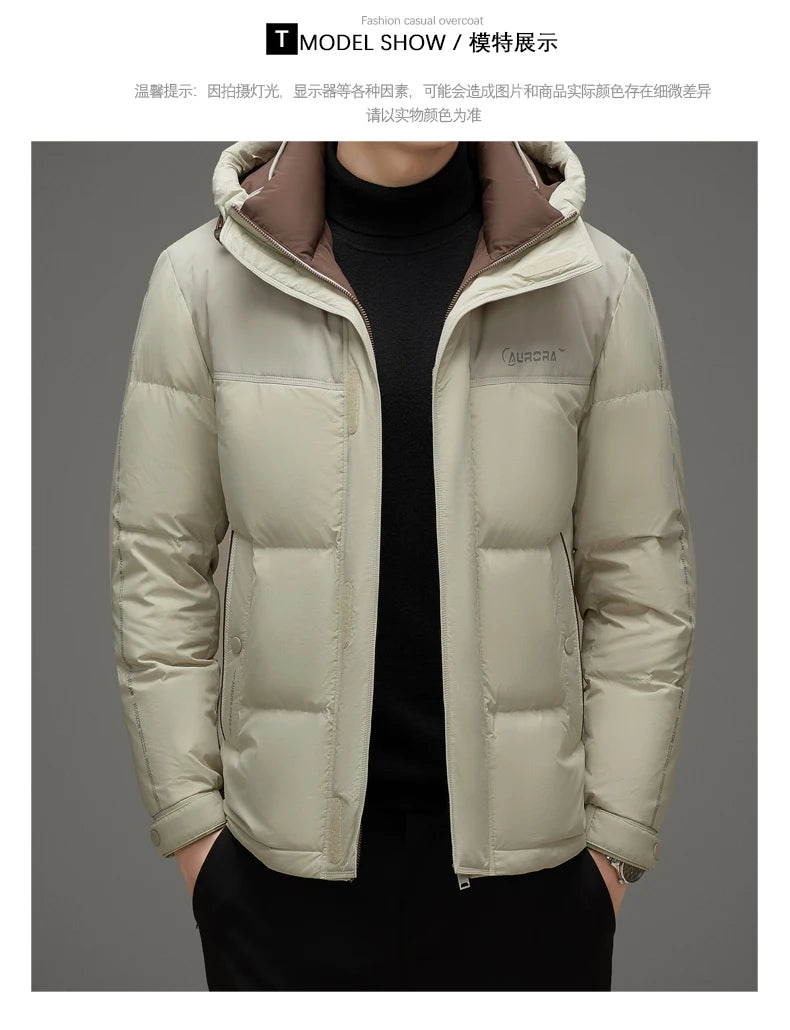High End 90% White Duck Down Thick Winter New Brand Hooded Casual Fashion Luxury Mens Down Jackets Windbreaker Puffer Coats