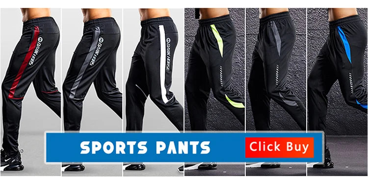 Collage of sports pants with various designs and colors on a gray background.