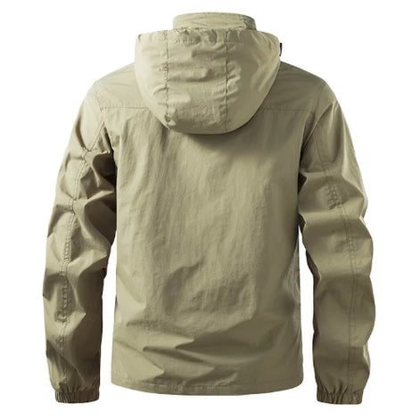 Beige hooded jacket on a white background