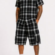 Buy Men’s 2-Piece Set | Checkered Shirt & Cargo Shorts Outfit