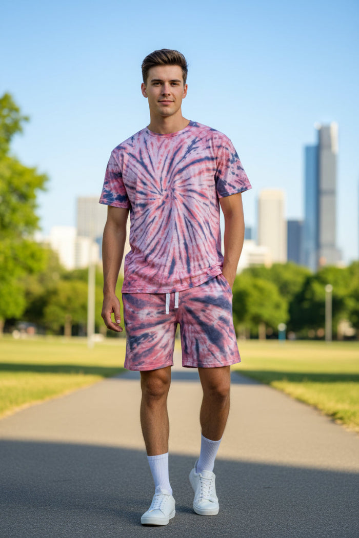 Tie-dye t-shirt and shorts set  outside