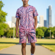 Tie-dye t-shirt and shorts set  outside