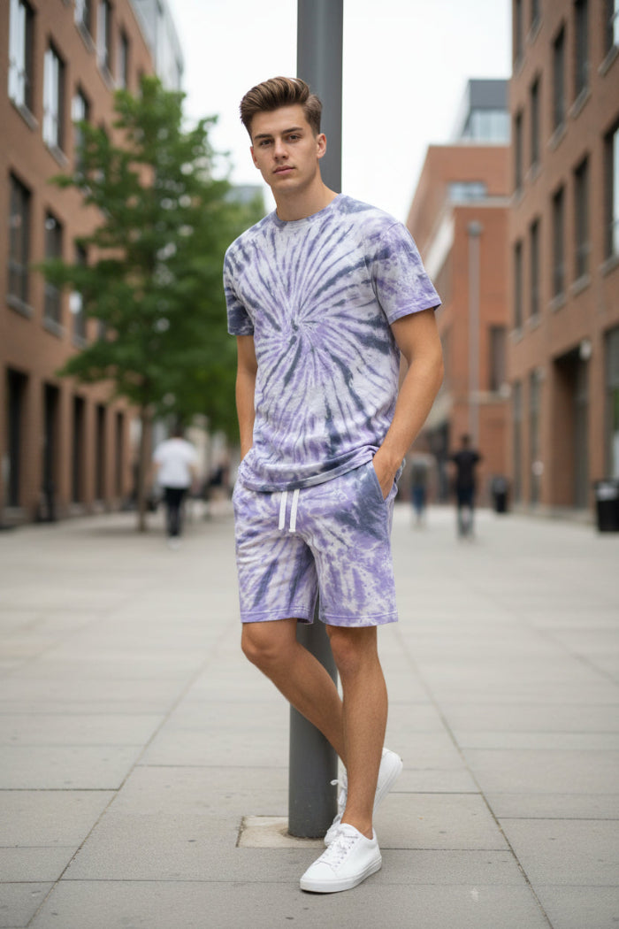 Tie-dye t-shirt and shorts set  outside