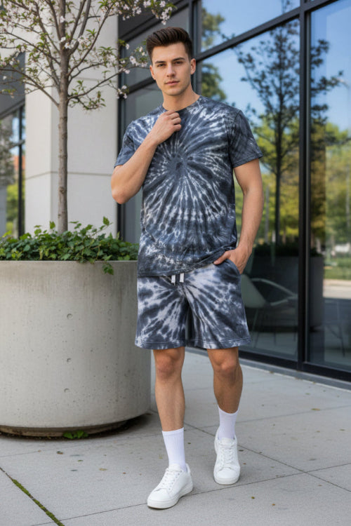 Tie-dye t-shirt and shorts set  outside