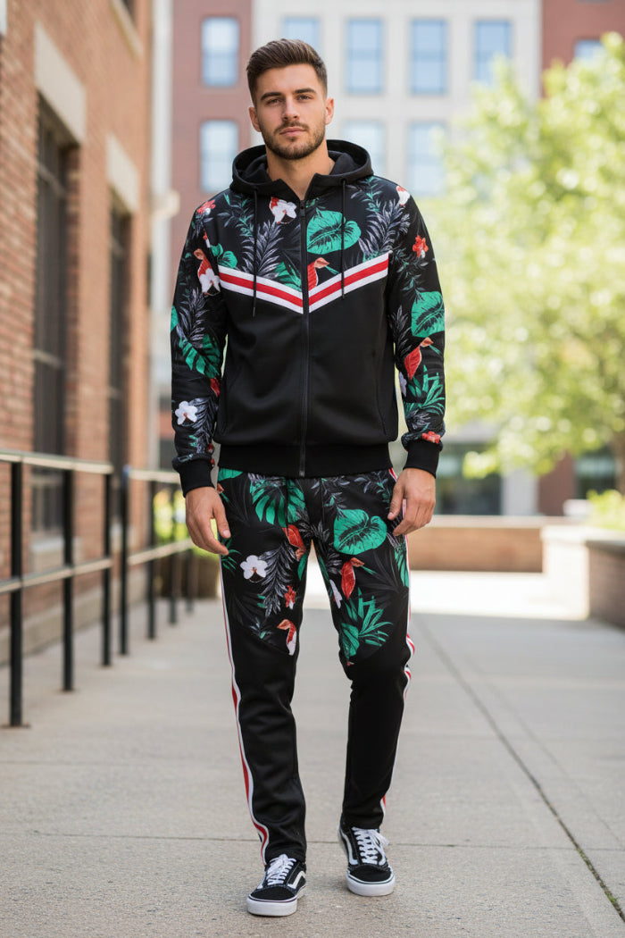 Printed Polyester Track Set | Men’s Stylish 2-Piece Outfit