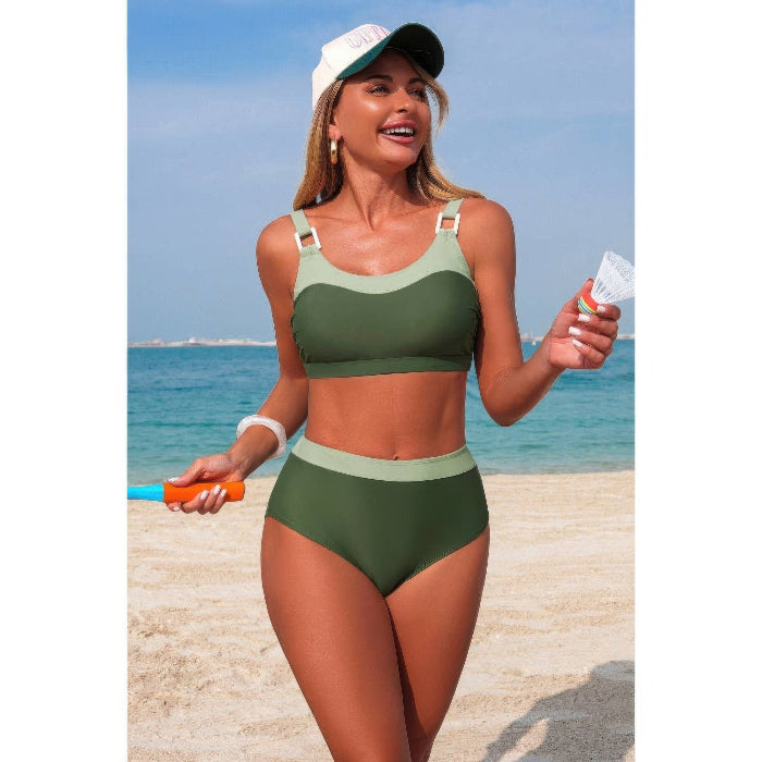 Two-Piece Colorblock Sleeveless Back-Knot Bikini | Women's Swimwear