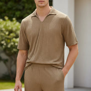 Brown shirt and pants set on a white background