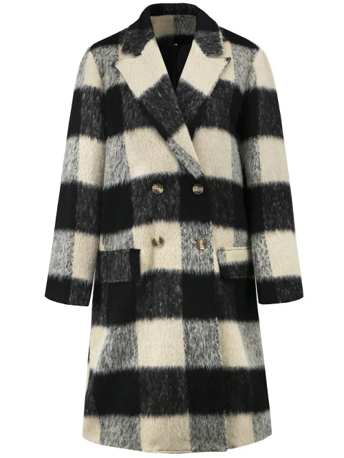 Black and white checkered coat on a white background