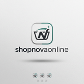 Logo of shopnovaonline with a stylized letter 'W' on a light gray background